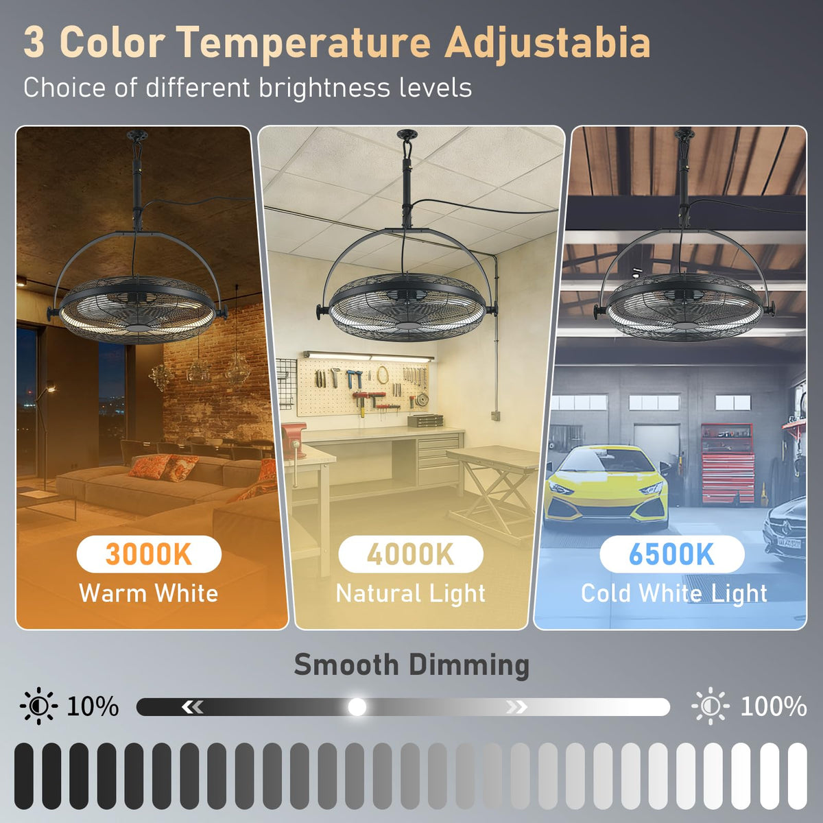 AHAWILL 3CCT dimmable lighting creates warm to cool ambiance.