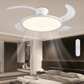 ahawill retractable ceiling fan with lights in assembled view shows compact profile and modern design