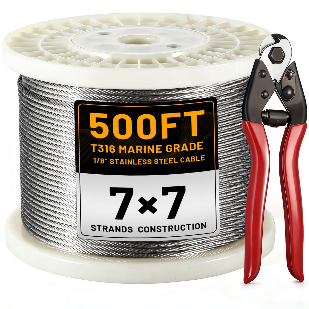 AHEONLAR 500ft stainless steel cable coil for durable outdoor railings