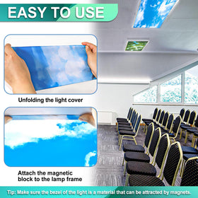 Aheroi blue-sky light cover closeup highlights vibrant print and heat resistance.