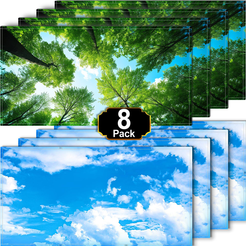 Aheroi forest-style ceiling light cover adds pattern and May reduce glare.