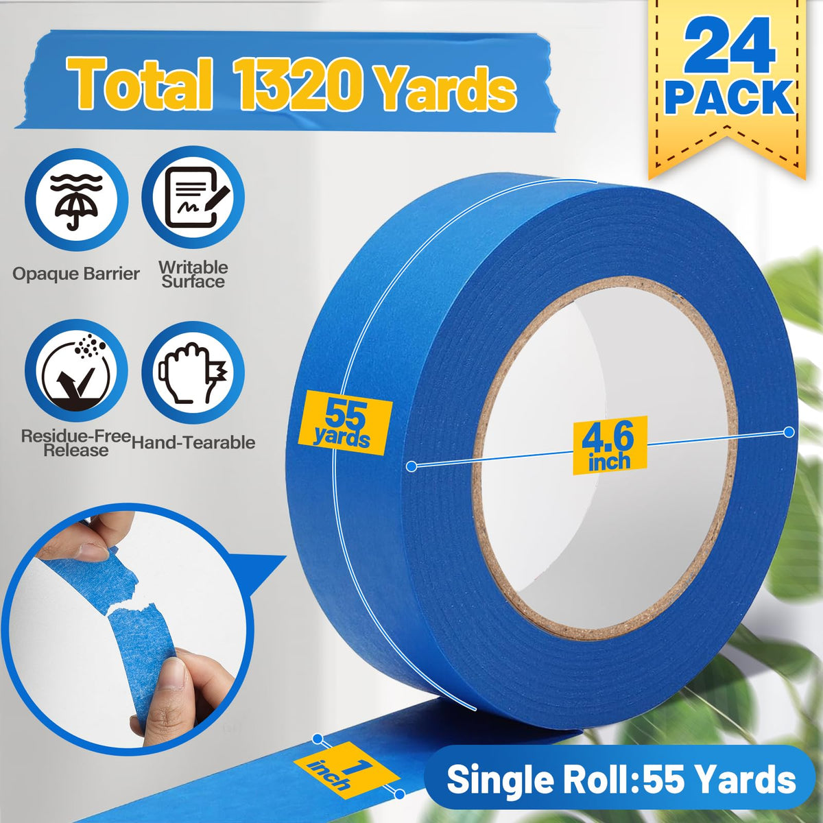 Aheroi Painters Tape blue, 1in width, ideal for precise masking.