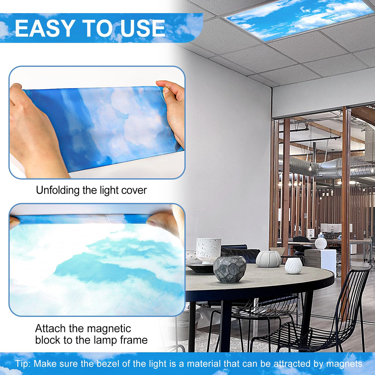 Aheroi cloud blue sky light cover resists heat and water exposure