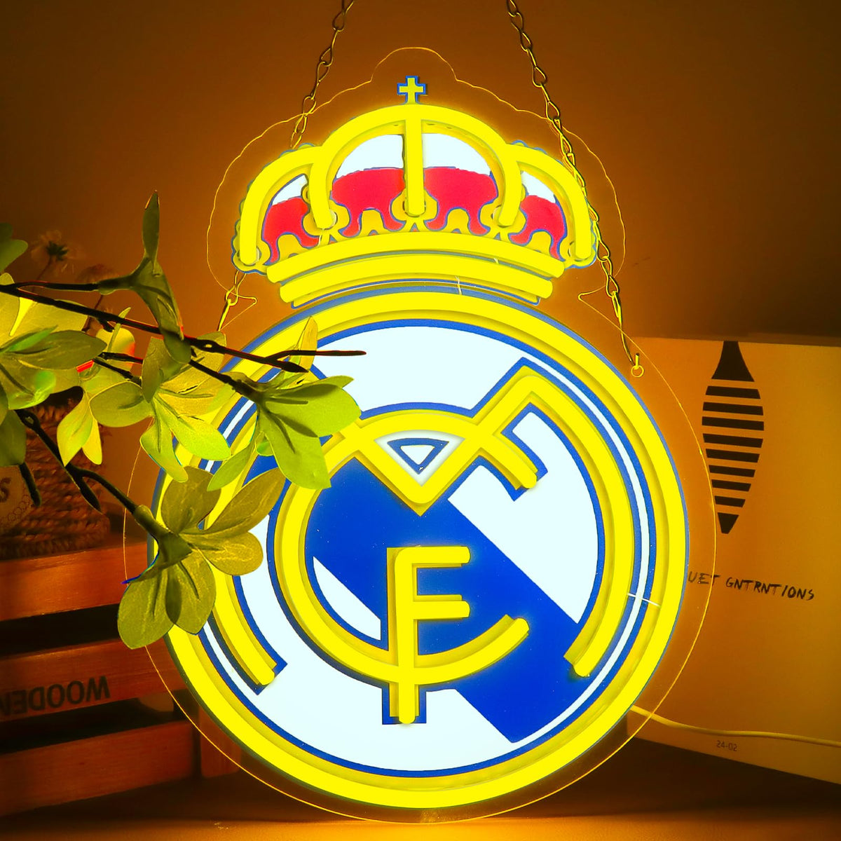 AHlove football team logo neon sign on wall for lively room atmosphere.