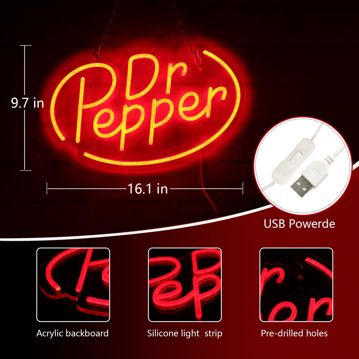 AHlove neon sign drinks shop display red enhances visibility and ambience