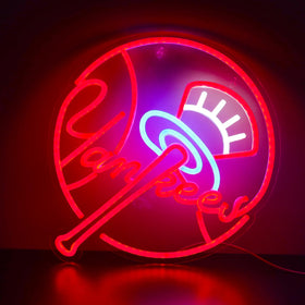 AHlove Yankees neon light brightens bedroom with sporty style.