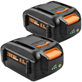 Ahomtikk 20V battery front view showing high-capacity pack for longer runtime.
