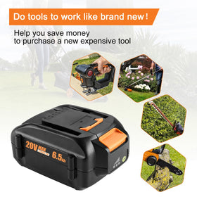Ahomtikk 20V two-pack box showing ready-to-use kit for Worx tools.