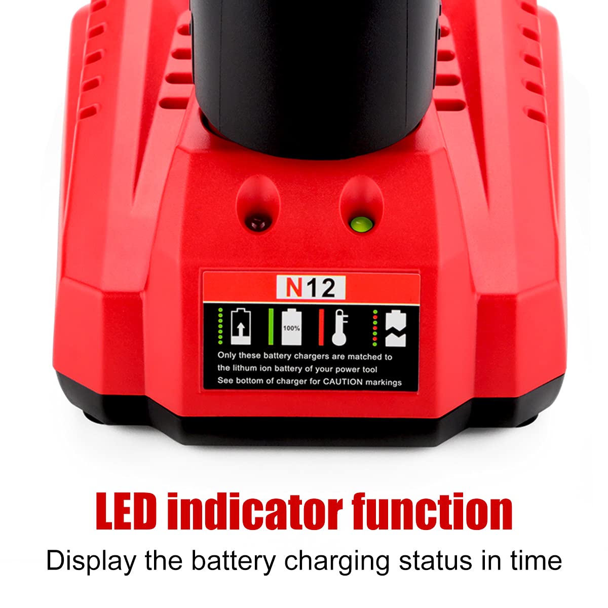 Ahomtikk Milwaukee-compatible charger for 12V batteries.