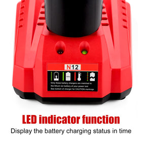 Ahomtikk Milwaukee-compatible charger for 12V batteries.