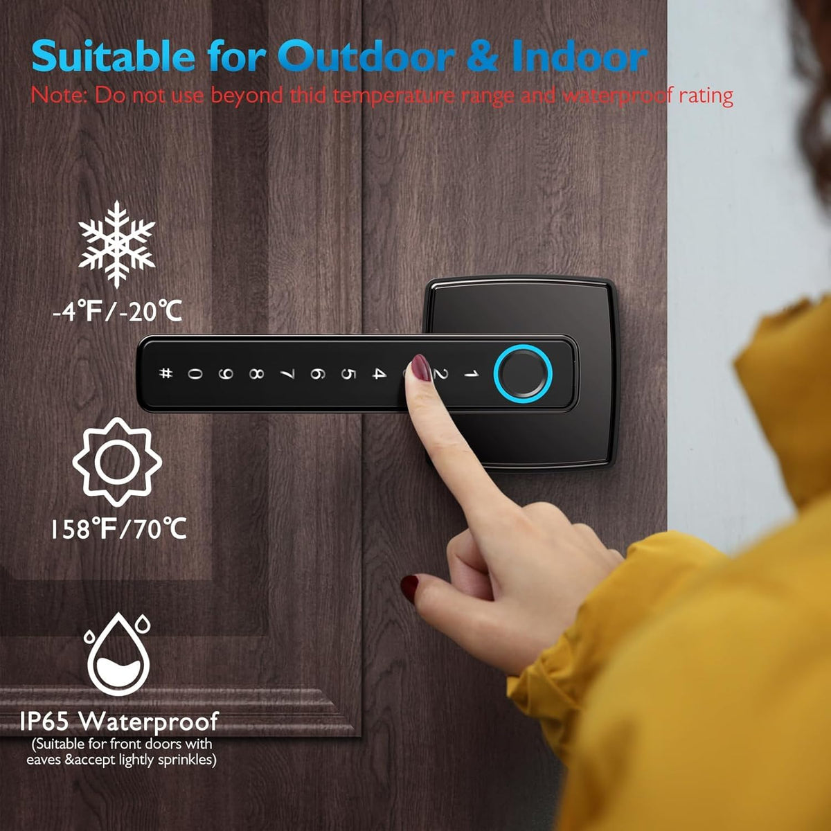 Aibocn weatherproof IP65 rated lock protects sheltered entrances