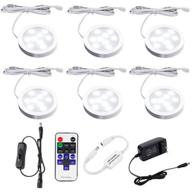 AIBOO LED under-cabinet puck lights illuminate countertops with adjustable brightness