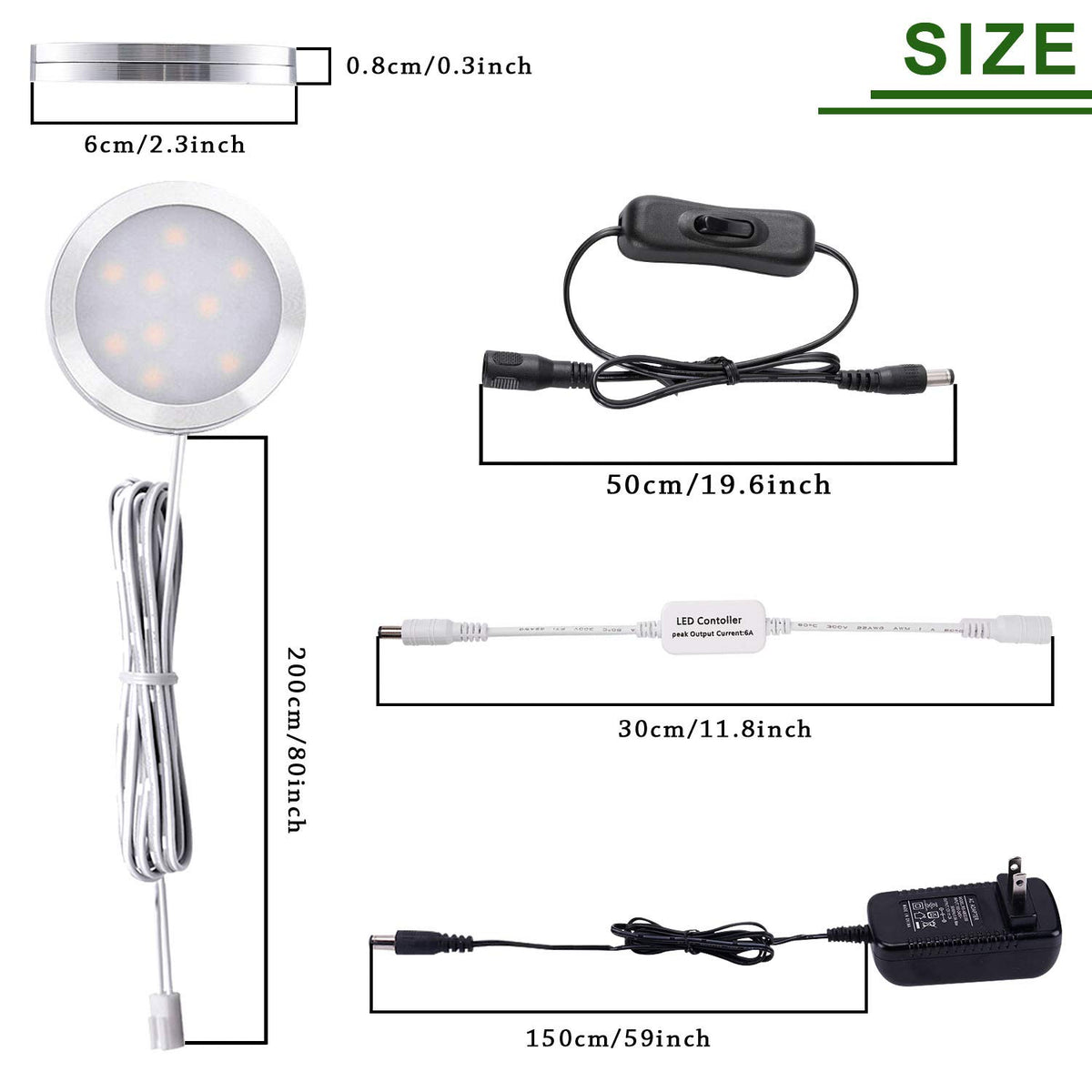 Close-up of AIBOO lighting shows 12V DC, plug-in safety