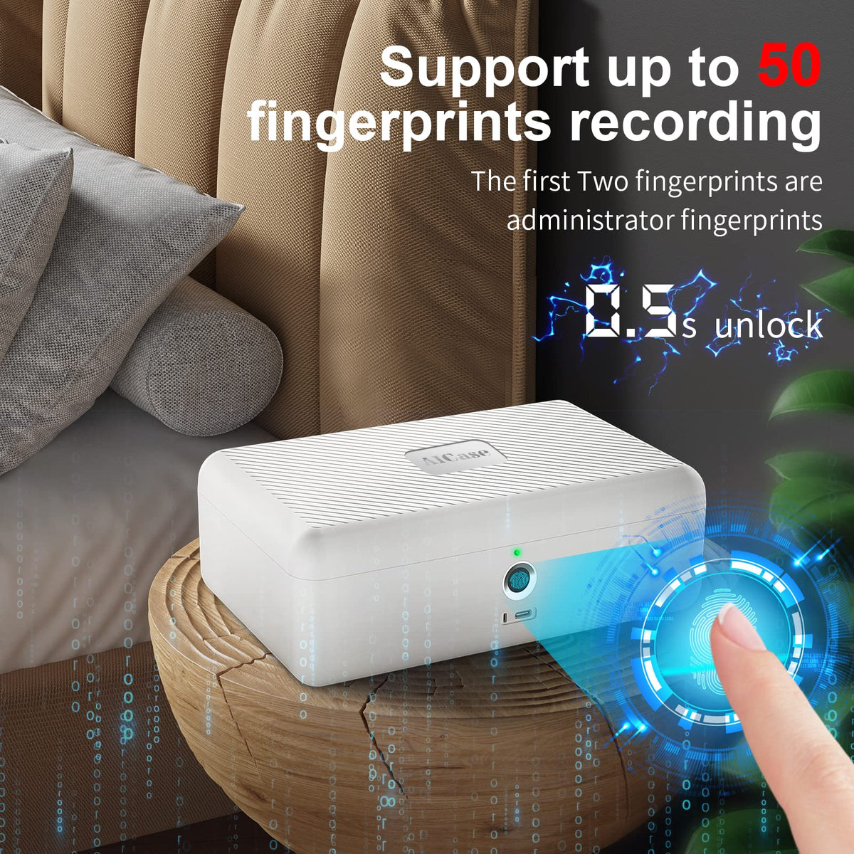 AICase box unlocking by fingerprint for quick access to essentials