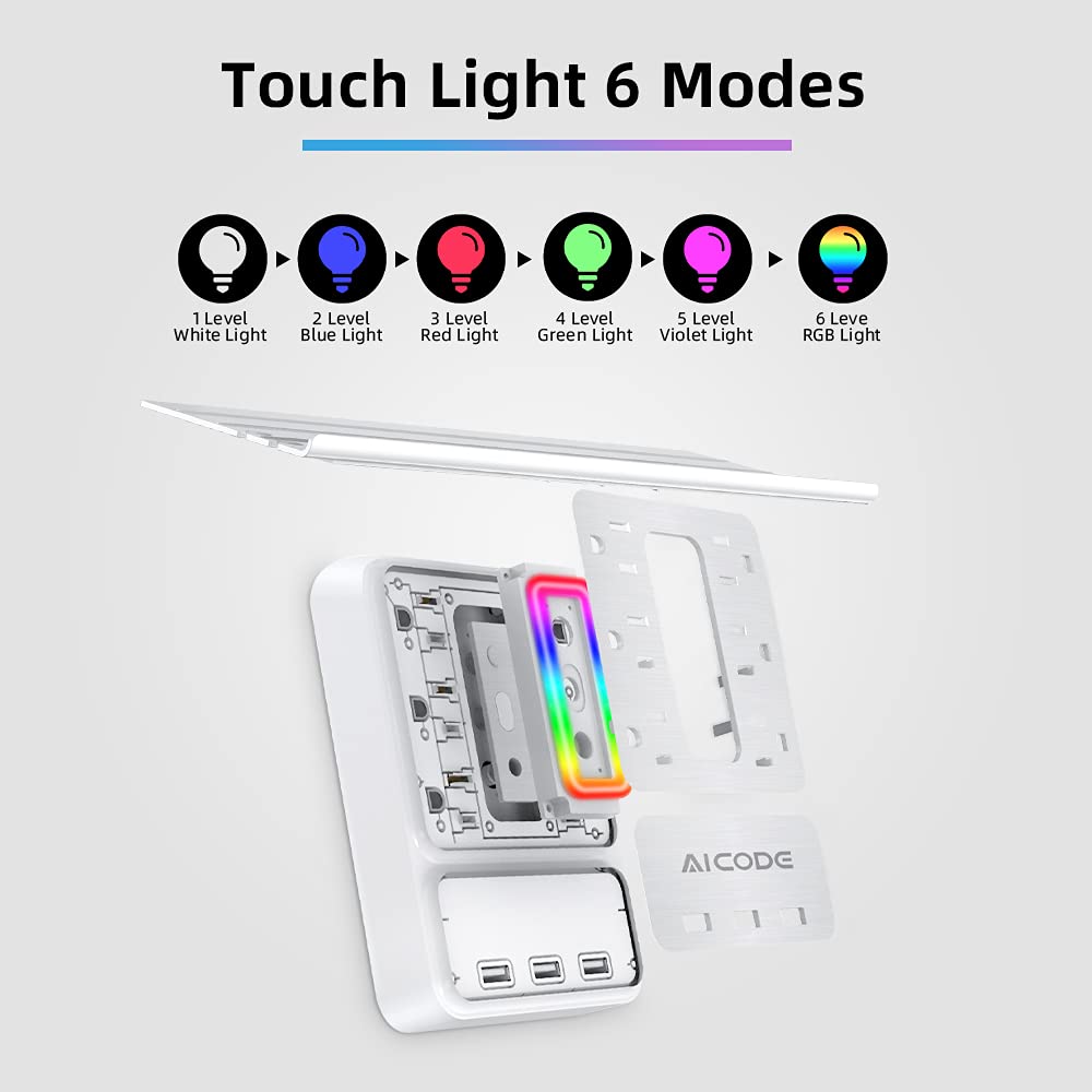 AICODE Socket Outlet Shelf on desk setup showing USB-C and USB-A charging.