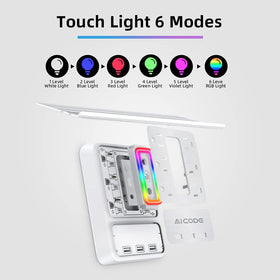 AICODE Socket Outlet Shelf on desk setup showing USB-C and USB-A charging.
