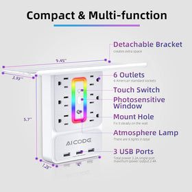AICODE Socket Outlet Shelf side view highlighting compact design for wall mounting.