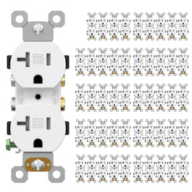 AIDA 20-amp outlet front view with tamper-resistant protection.