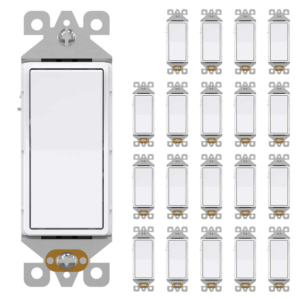 AIDA 20-pack 3-way decorator switch white front view for versatile lighting control