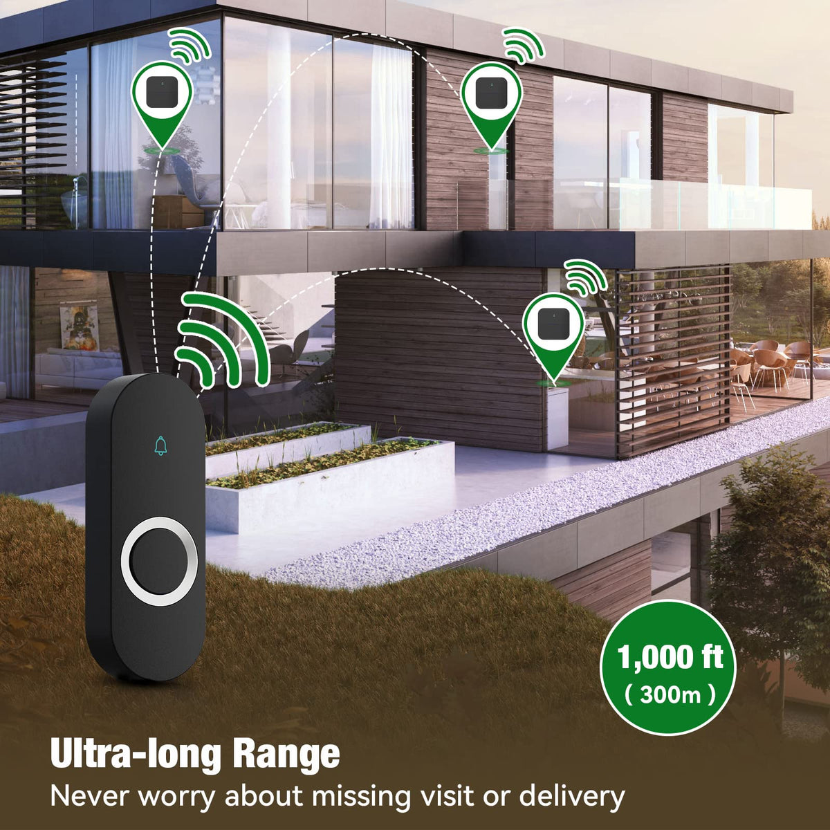 AIDA doorbell receiver plugged into outlet demonstrates simple plug-and-play setup.