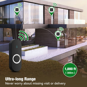 AIDA doorbell transmitter 1 showing IP55 waterproof button for all-weather use