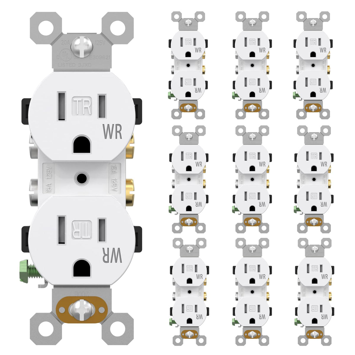 AIDA duplex outlet front view in white, ideal for home installations