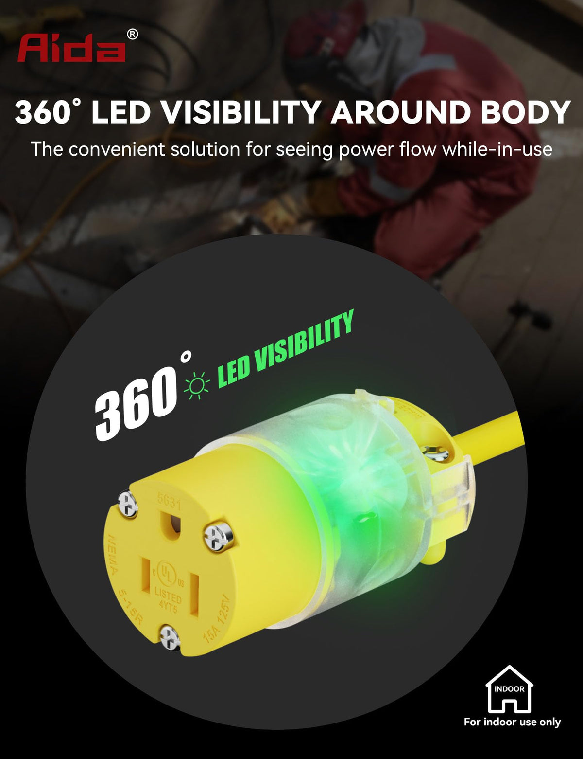 AIDA lighted connector with transparent wiring entrance holes
