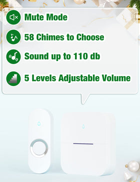 AIDA lighted doorbell receiver emits LED flash for night visibility.