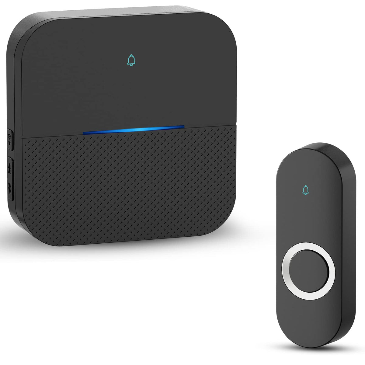 AIDA lighted wireless doorbell front view shows illuminated button for nighttime use.