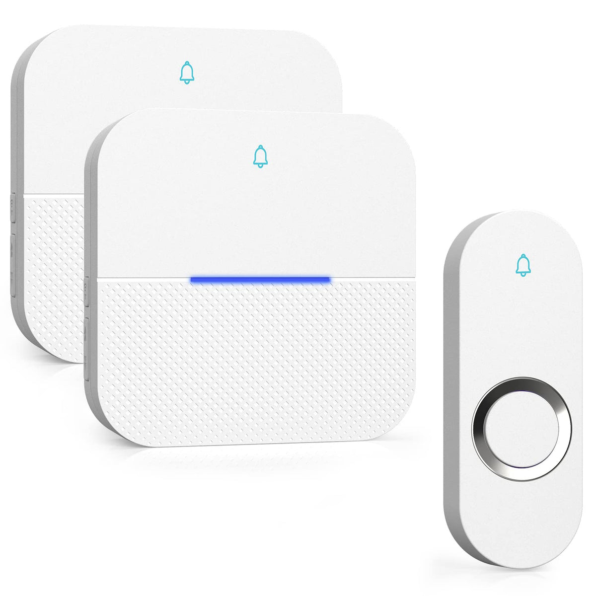 AIDA lighted wireless doorbell receiver in white with bright LEDs for clear alerts.