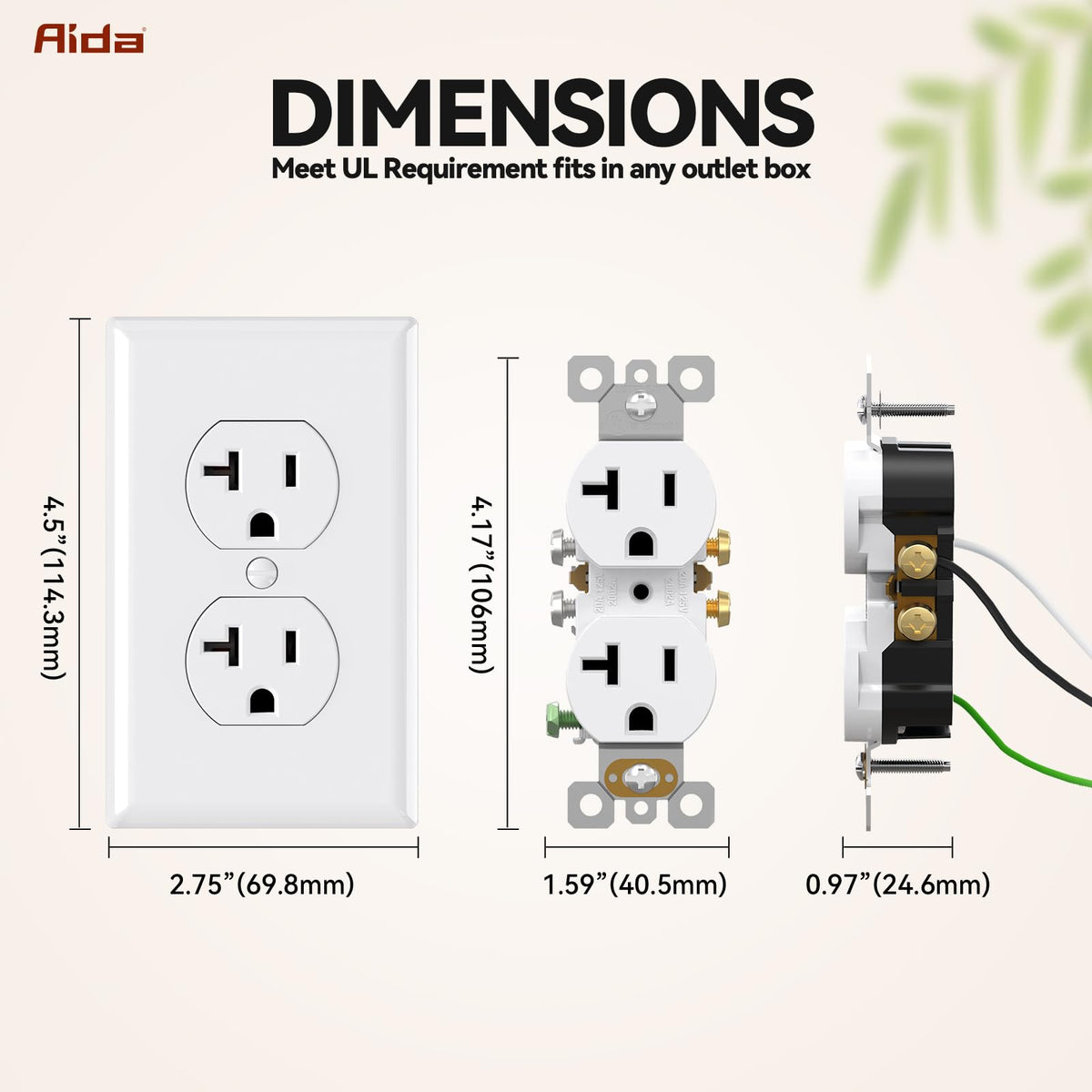 AIDA outlet suitable for home, kitchen, and office installations