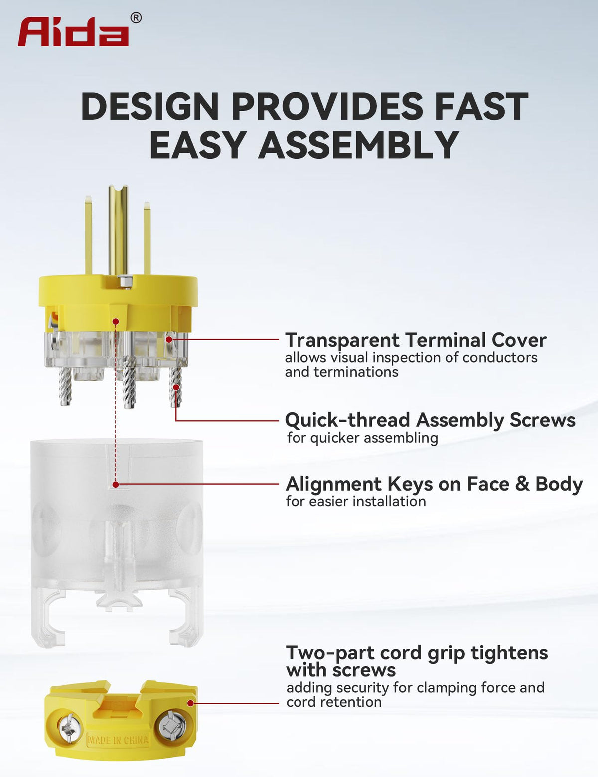 AIDA durable polycarbonate body resists heat and impact