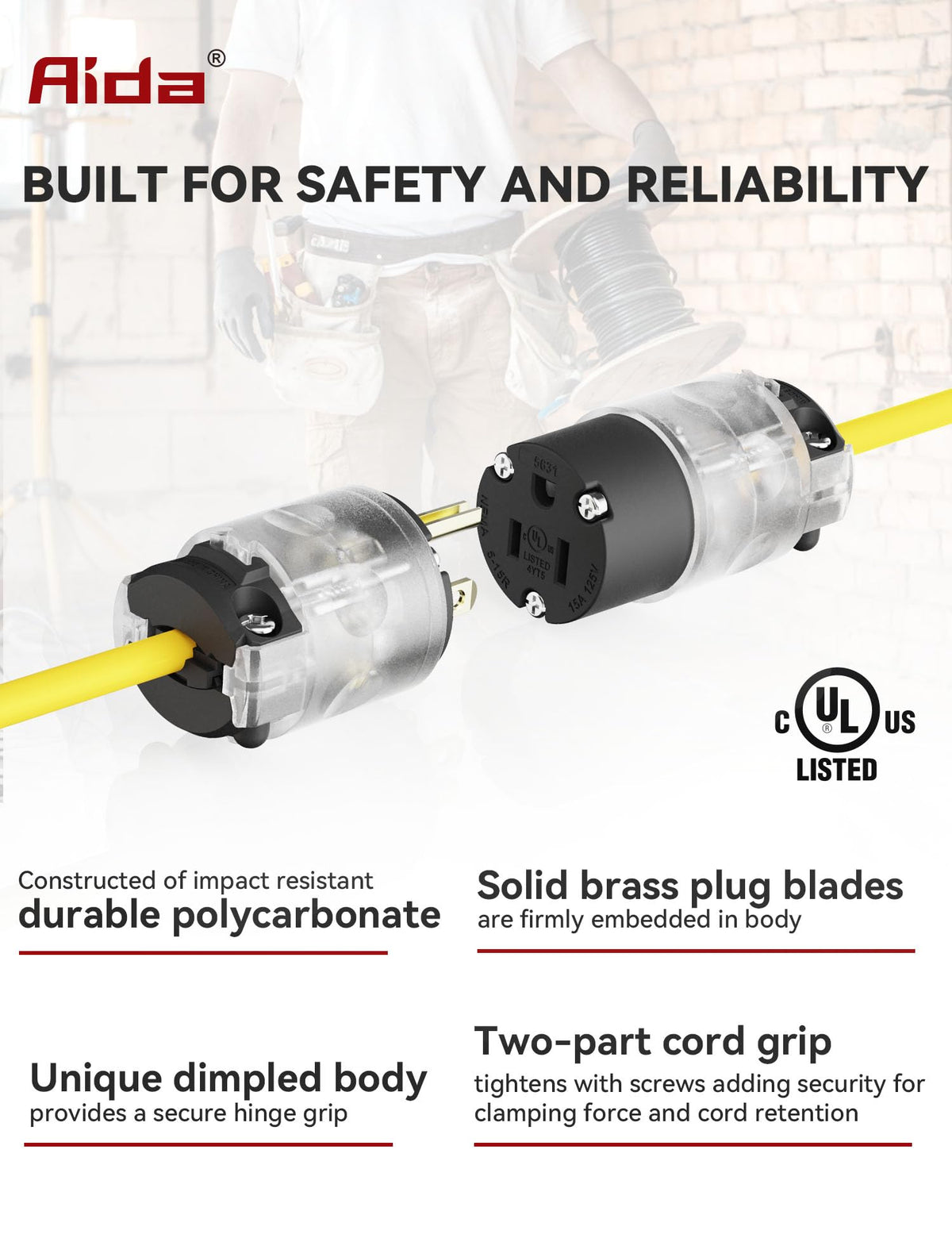 AIDA polycarbonate housing provides durable, heat-resistant protection for daily use.