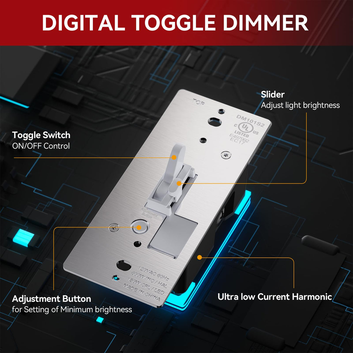 AIDA dimmer compatible with incandescent, LED, and CFL bulbs for versatile lighting