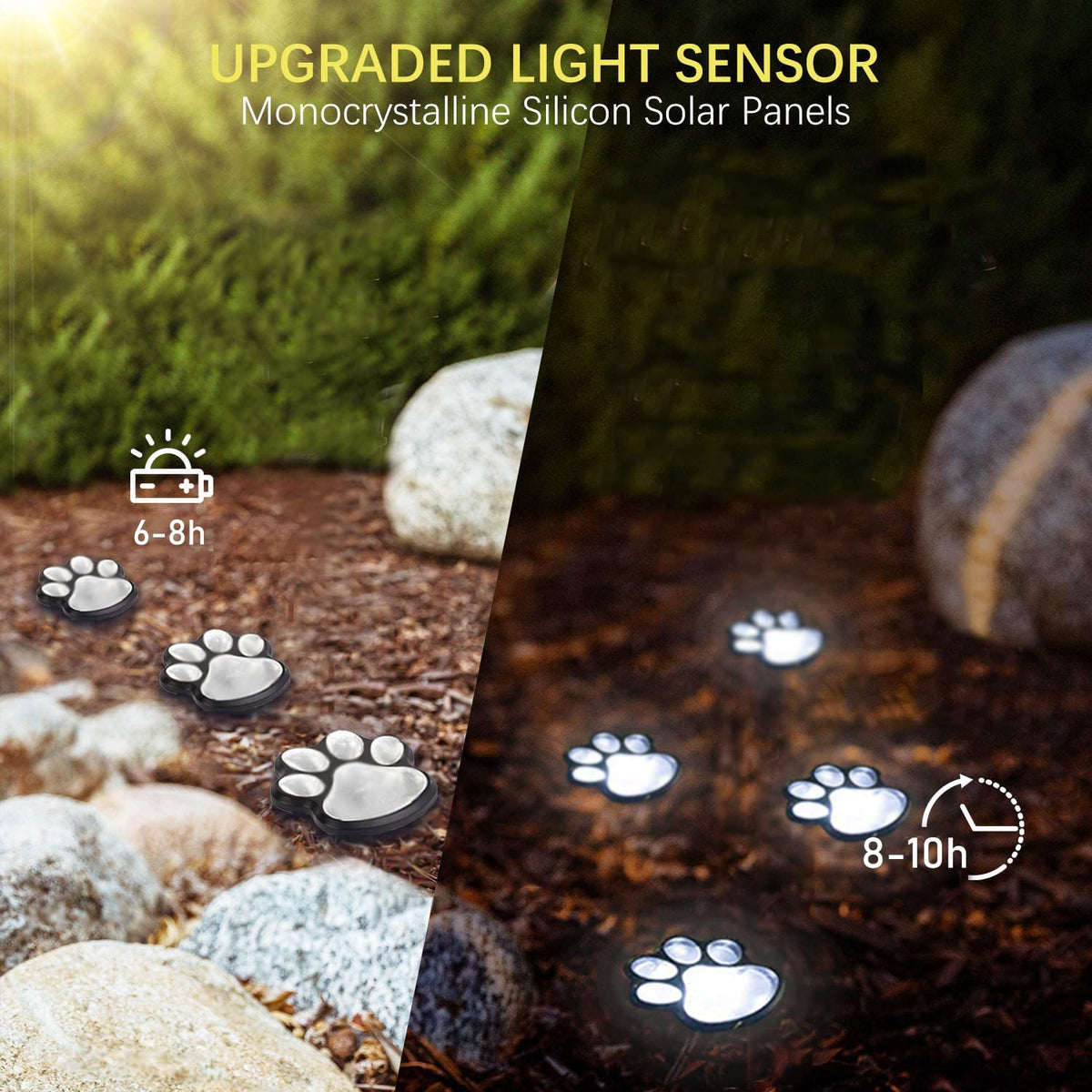 AIDDOMM outdoor paw print lights are waterproof IP65 for year-round pet decor
