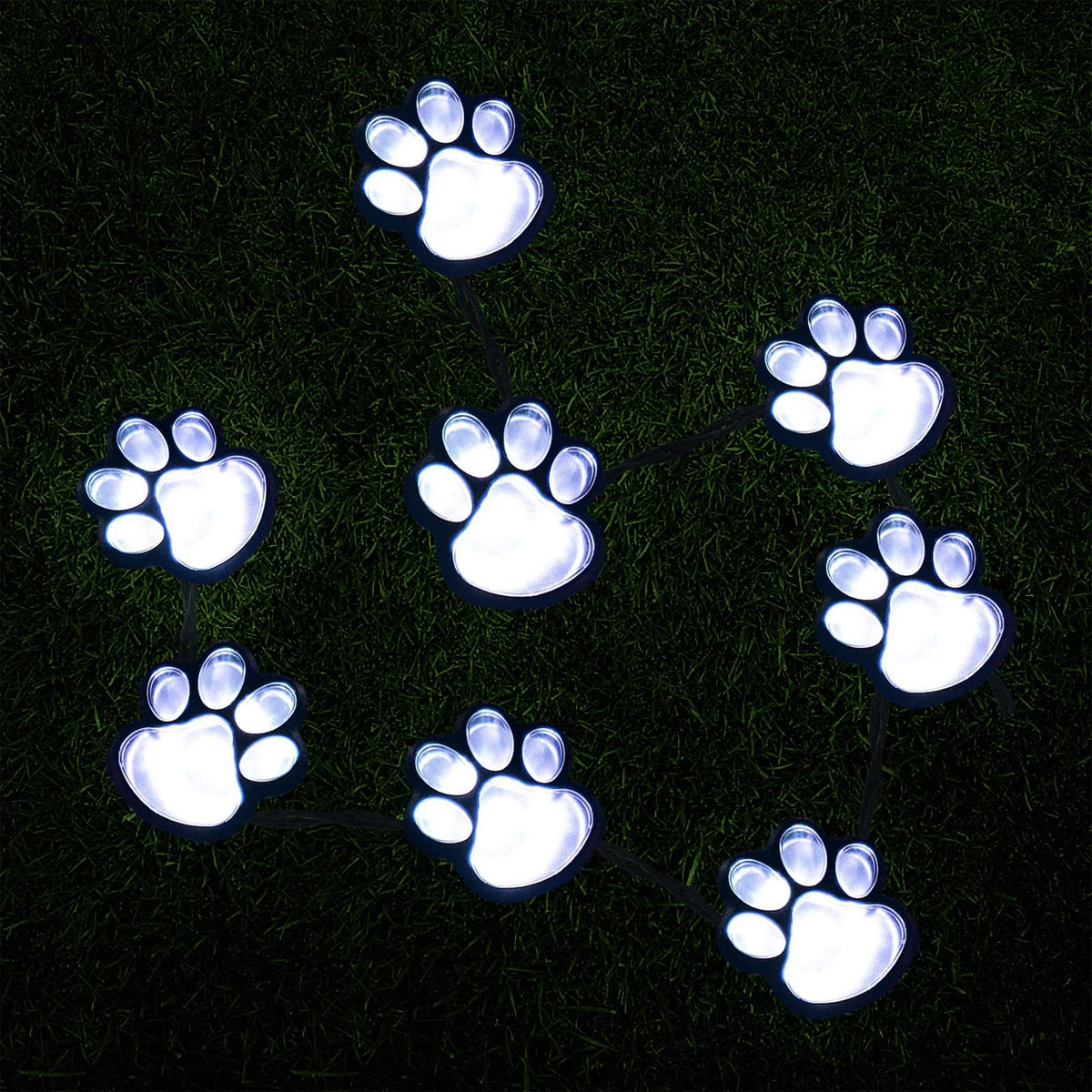 AIDDOMM paw print solar light 8-pack brightens outdoor walkways with cold white glow