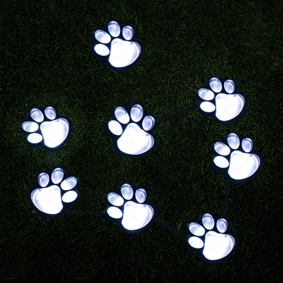 AIDDOMM paw print solar light 8-pack brightens outdoor walkways with cold white glow