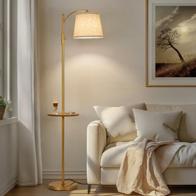 AIDENOEY floor lamp with base-table design provides a handy surface for essentials.