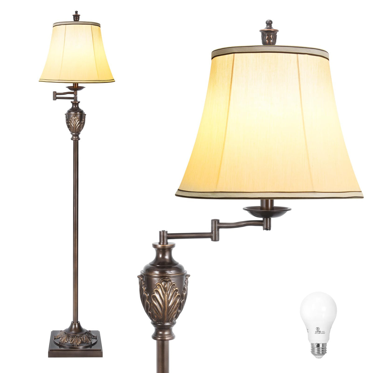 AIDENOEY traditional LED floor lamp base provides stable support for living room lighting.