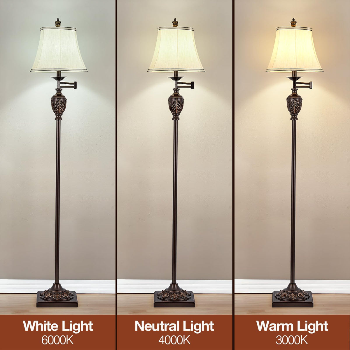 AIDENOEY floor lamp swivel arm demonstrates flexible lighting for reading and tasks.
