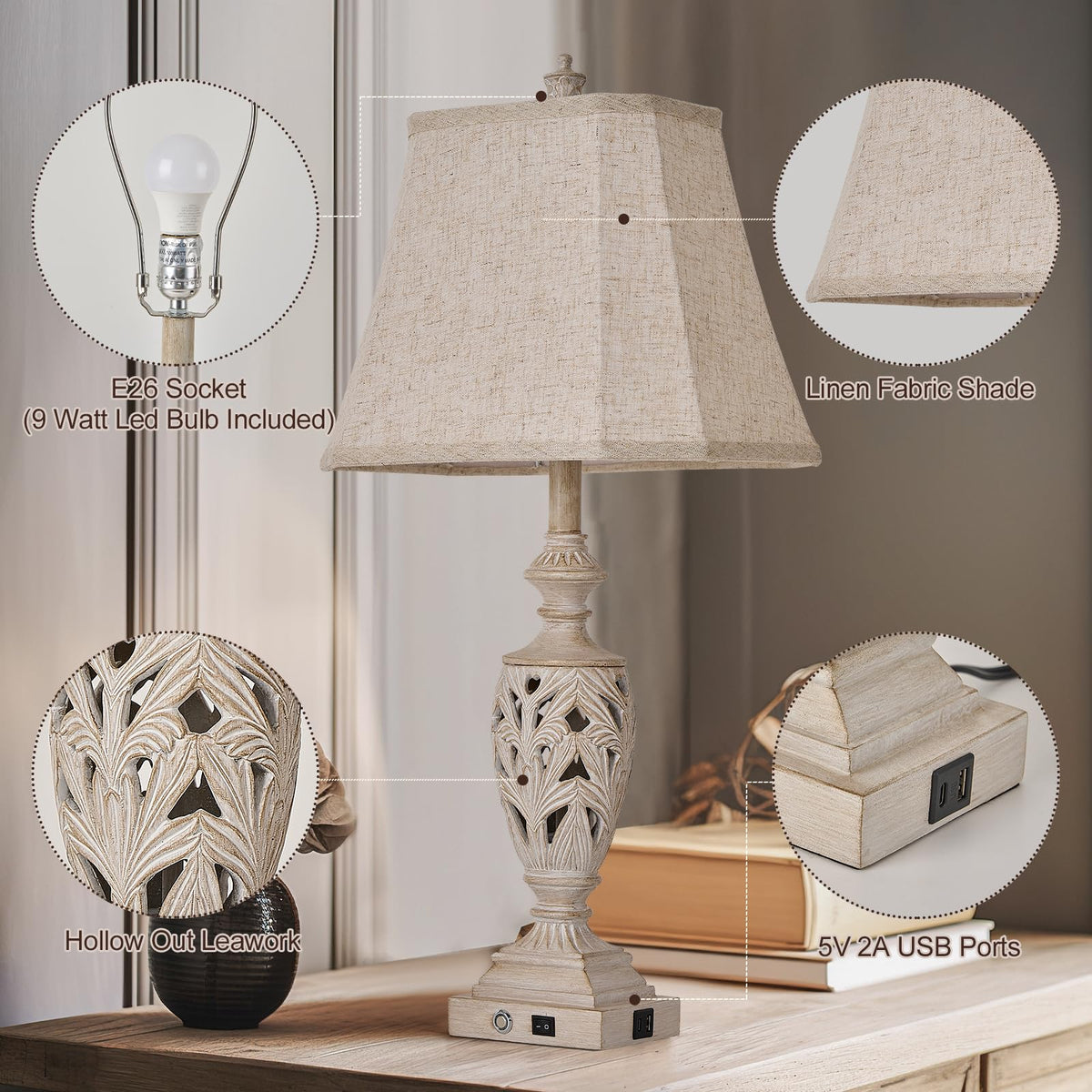AIDENOEY lamp offers three-way dimming for mood control.