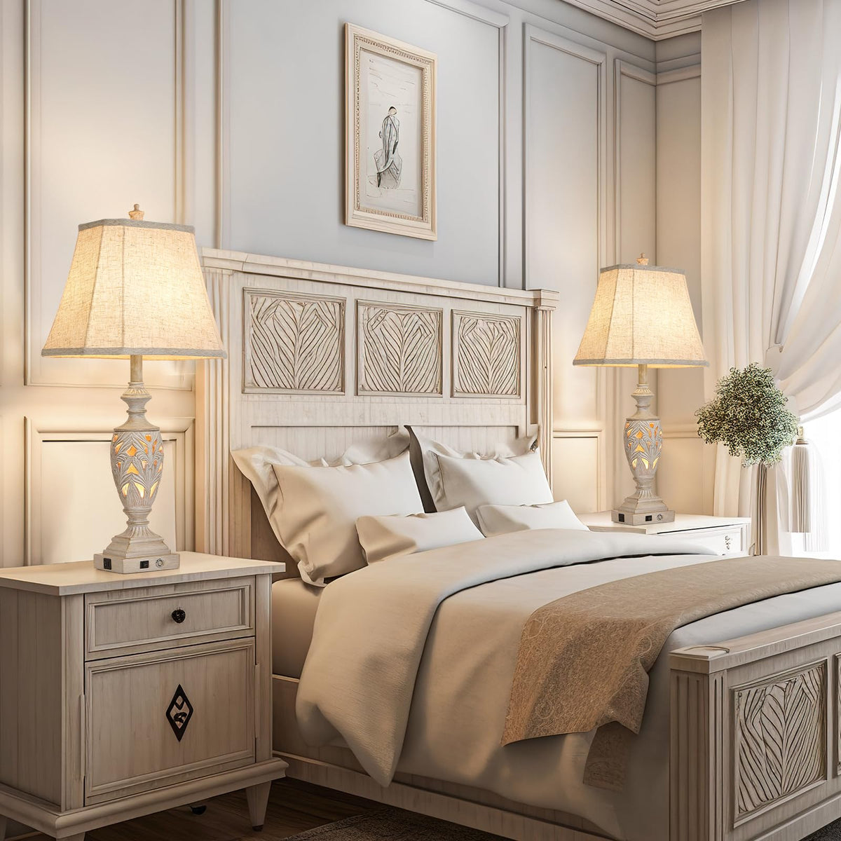 AIDENOEY white washed finish complements vintage decor.