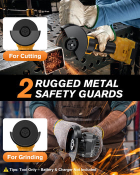 AIDERAR quick-release guard demonstrates safer switching between grinding and cutting.
