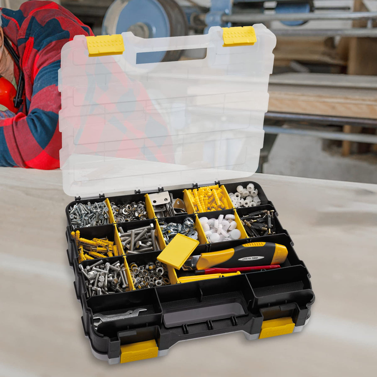 Aidy-Pro 34-compartment capacity stores many small parts efficiently.