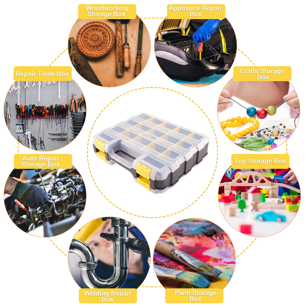 Aidy-Pro heavy-duty plastic construction with a durable yellow clasp for long-term use.