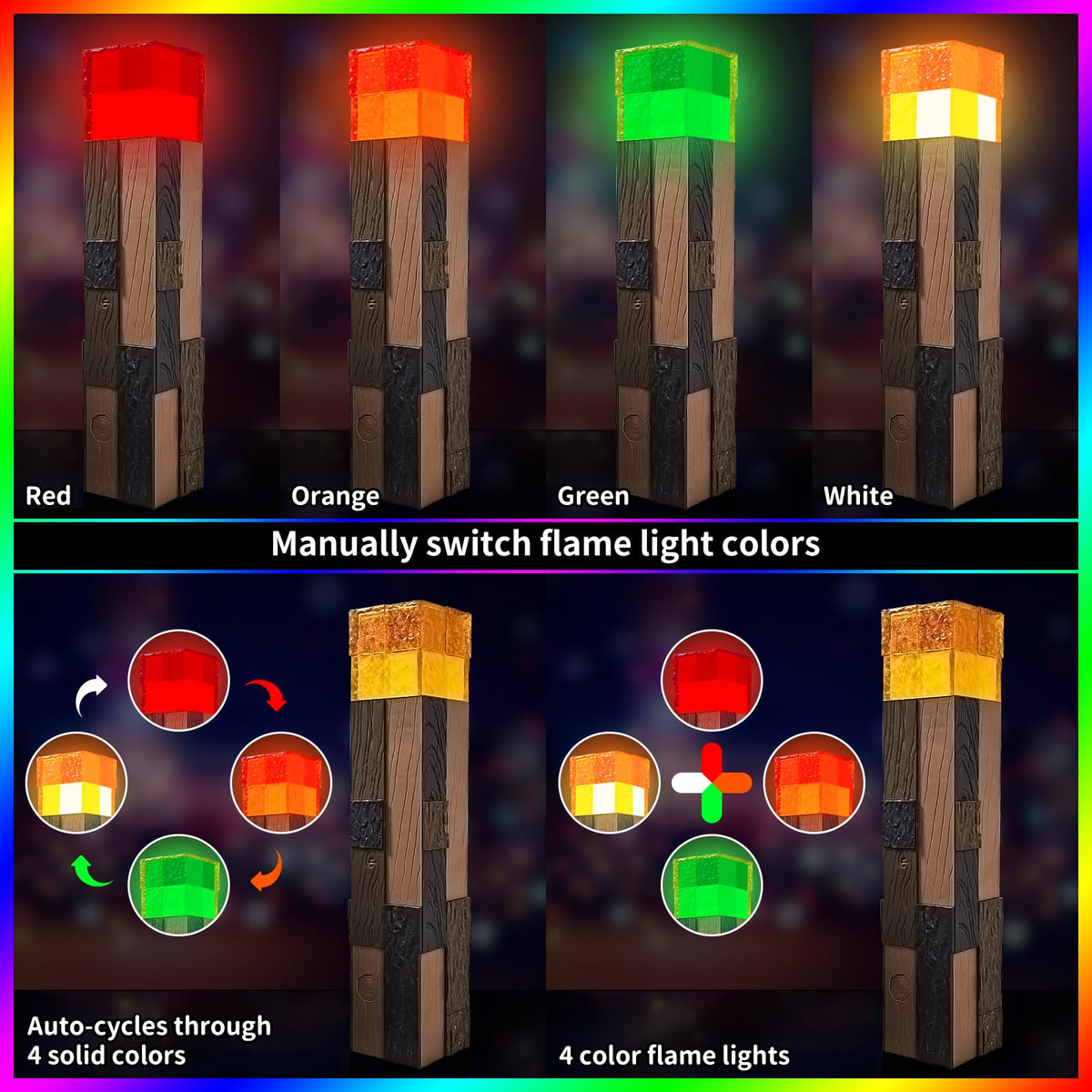 AIDYVOI 4-color flame mode creates dynamic ambiance for parties and gaming.