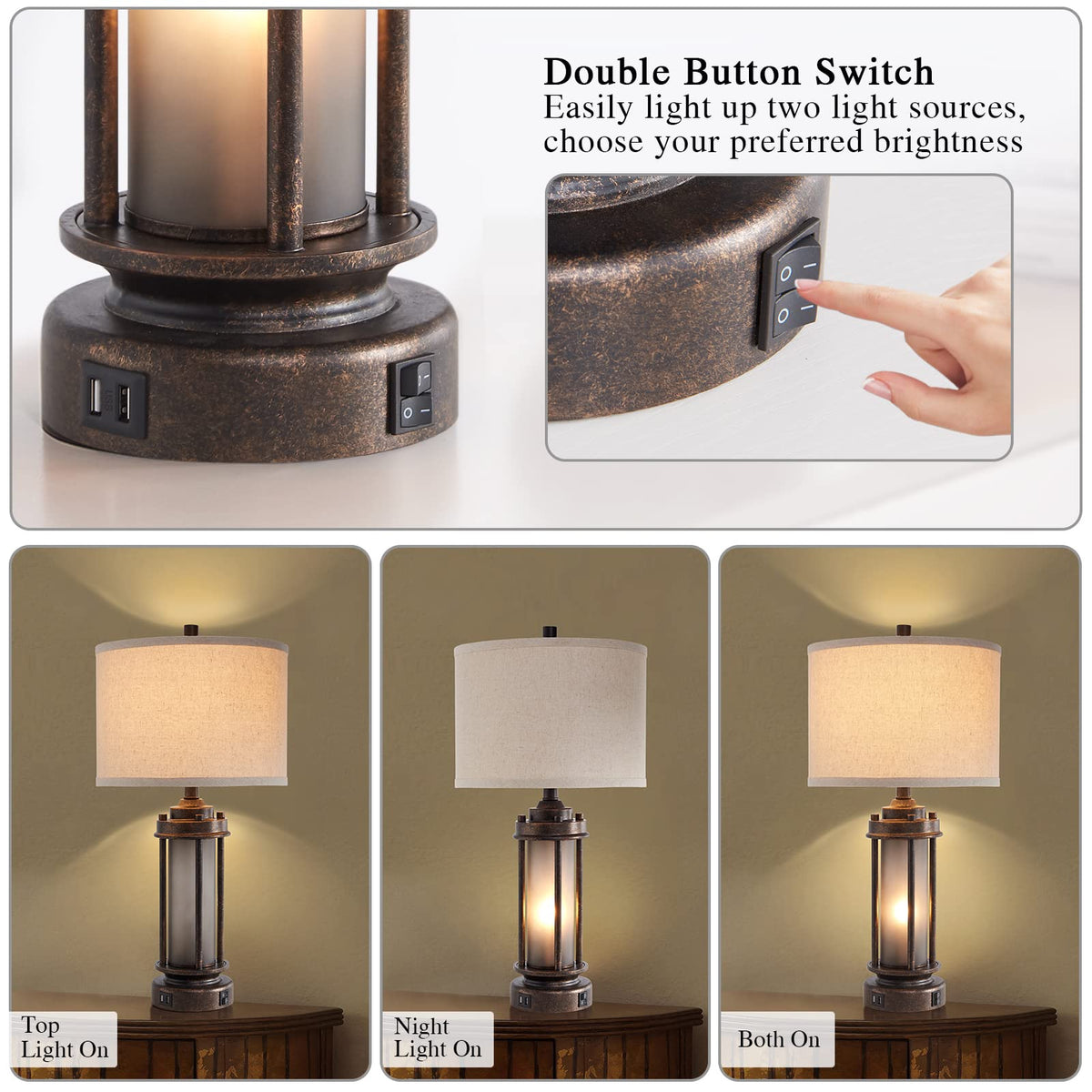 AIEAMPDO farmhouse lamp bronze amber night light for gentle glow