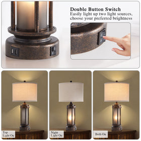 AIEAMPDO farmhouse lamp bronze amber night light for gentle glow
