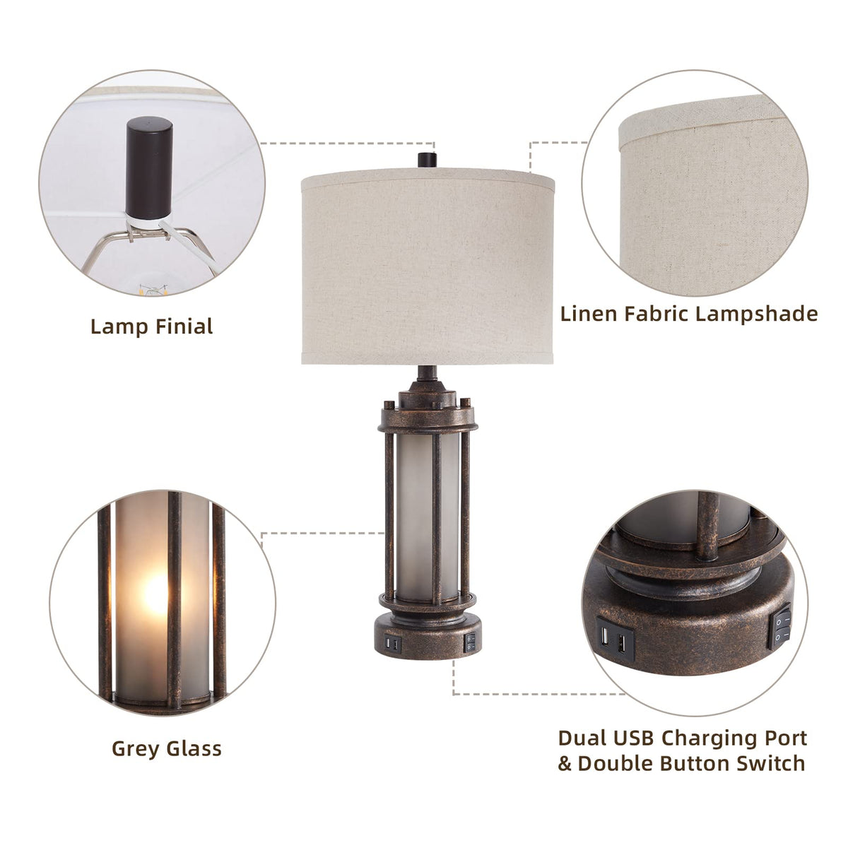 AIEAMPDO farmhouse lamp bronze easy assembly for quick setup
