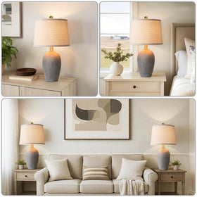 Two AIEAMPDO lamps on a nightstand create balanced ambient bedroom lighting.